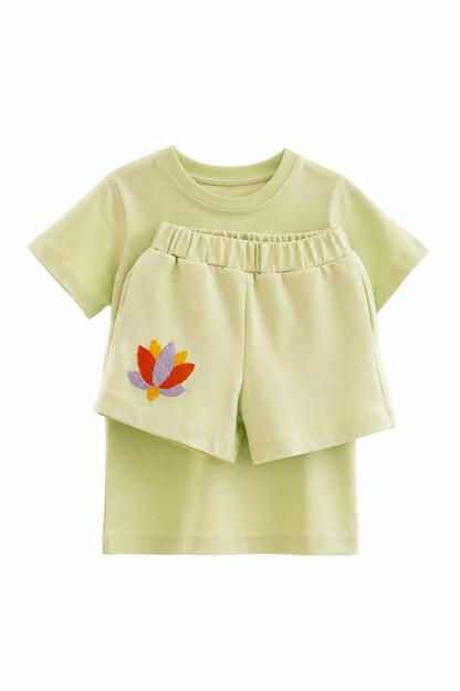 Mint Lotus Shorts + T-Shirt Set