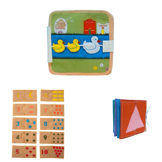 The 1 Year Old Birthday Gift: Farm Busy Book + Shapes Puzzle book  + Counting  Puzzle
