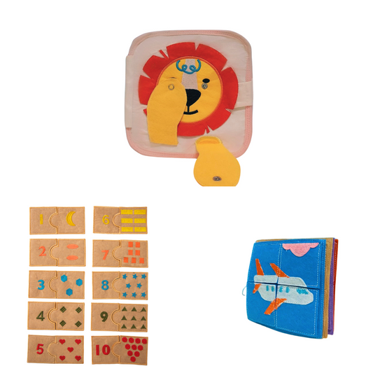 The 2 Years Old Birthday Gift: 
Lion Busy Book + Transportation Puzzle Book + Counting Puzzle