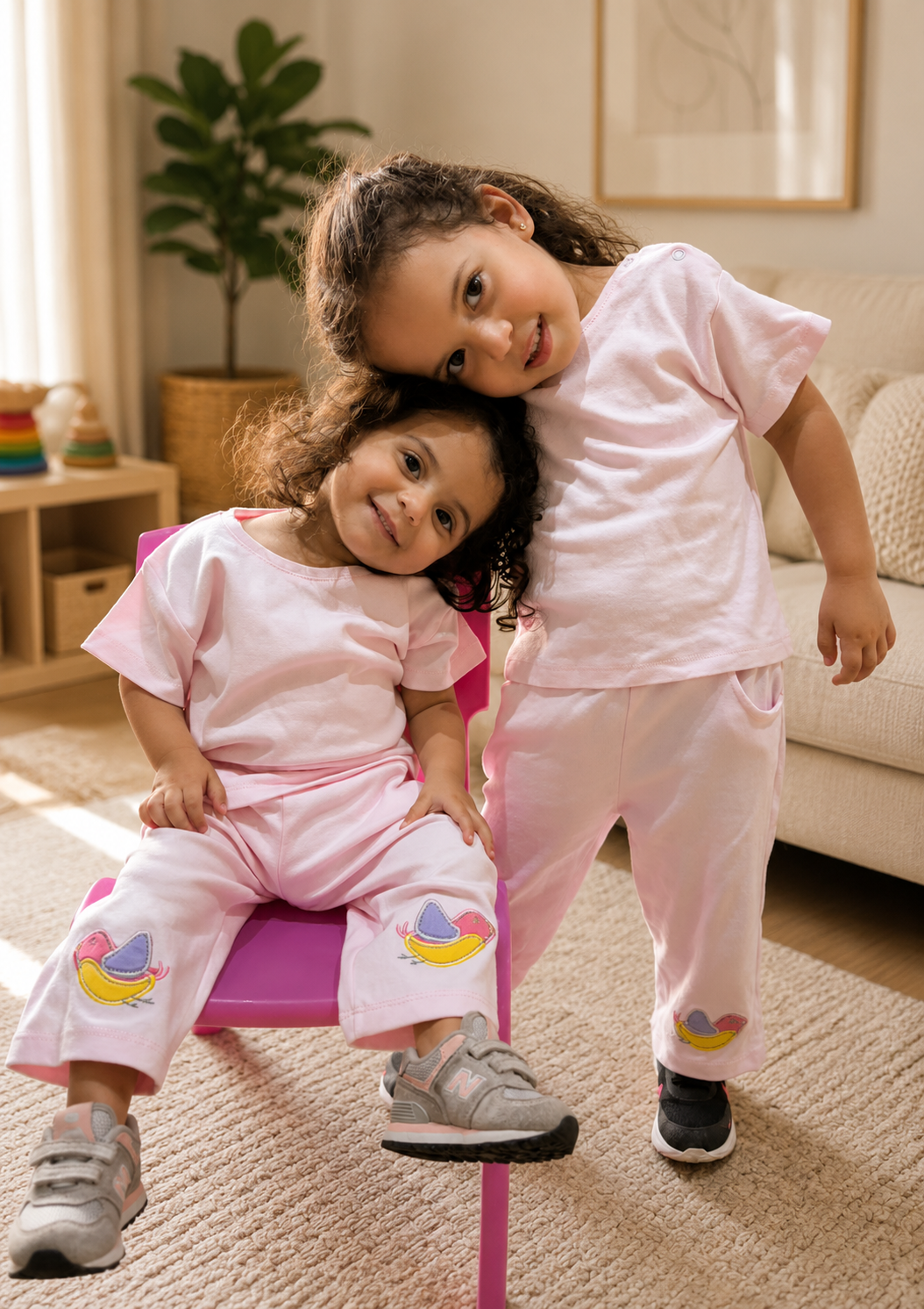 Pink Birdies Pants + T-shirt Set