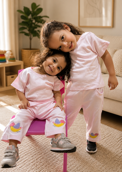 Pink Birdies Pants + T-shirt Set