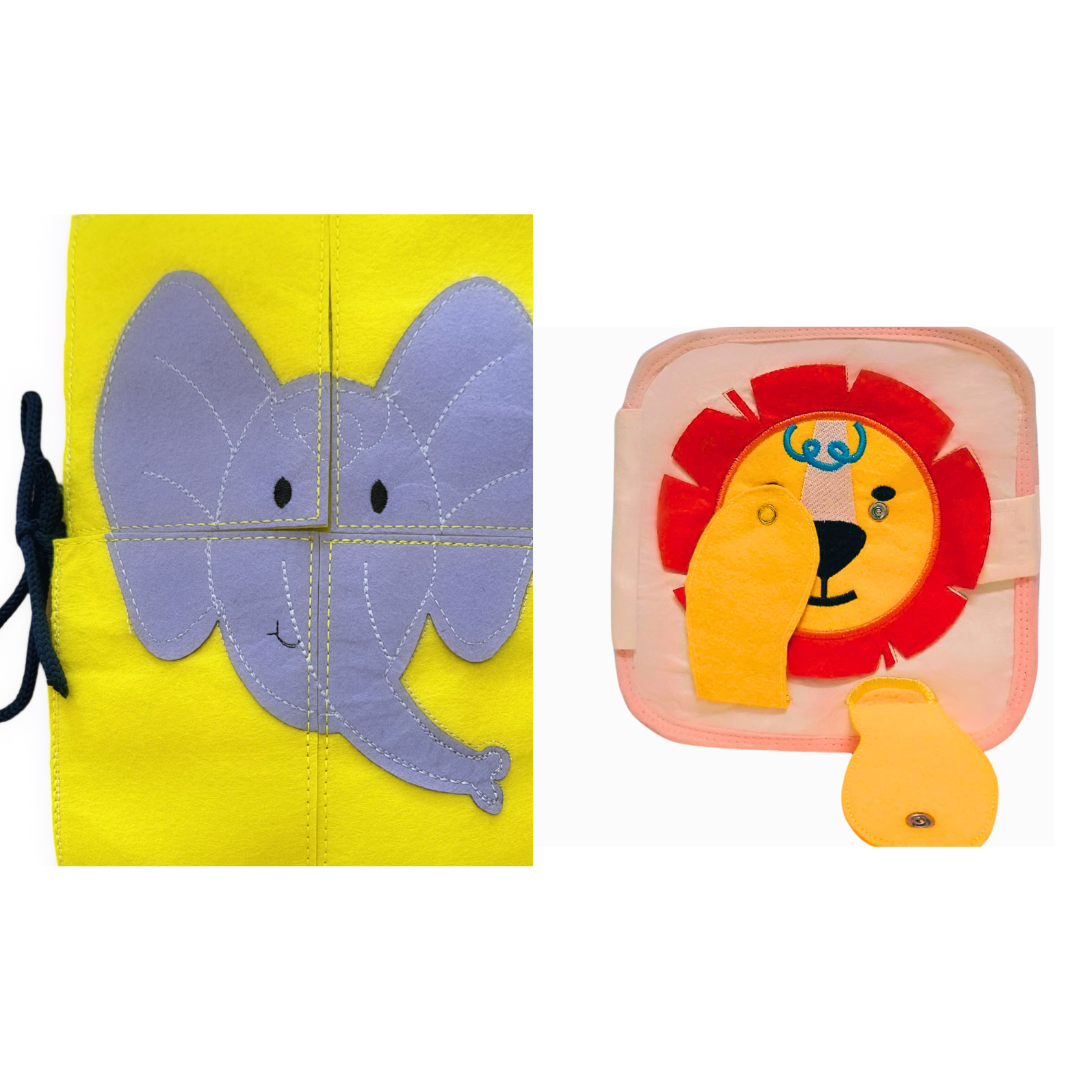 The Preschooler Birthday Gift: Lion Busy Book + Elephant Busy Book