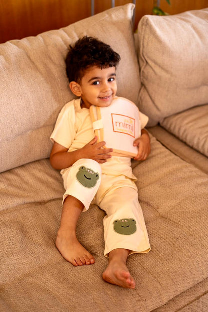 Cream Frog Pants + T-Shirt Set