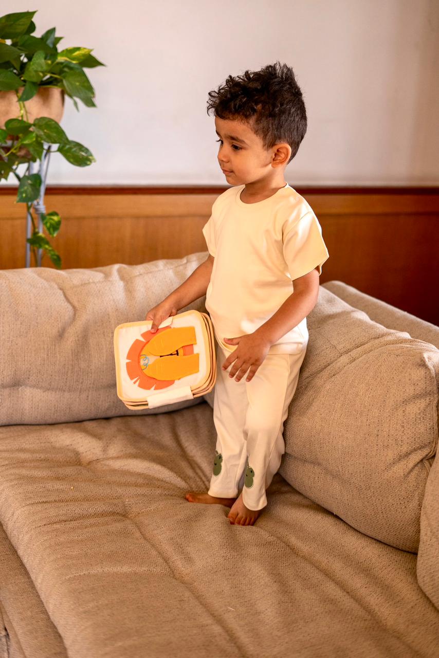 Cream Frog Pants + T-Shirt Set