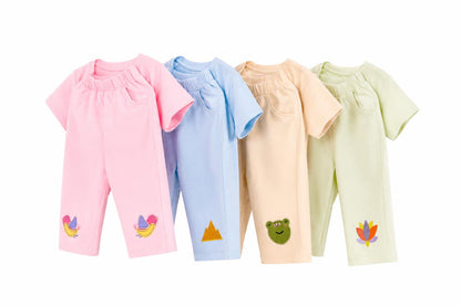 Cream Frog Pants + T-Shirt Set