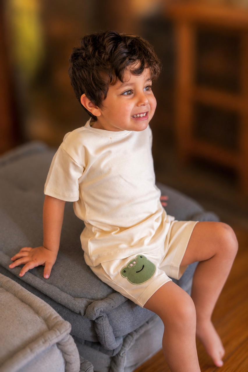 Cream Frog Short Set